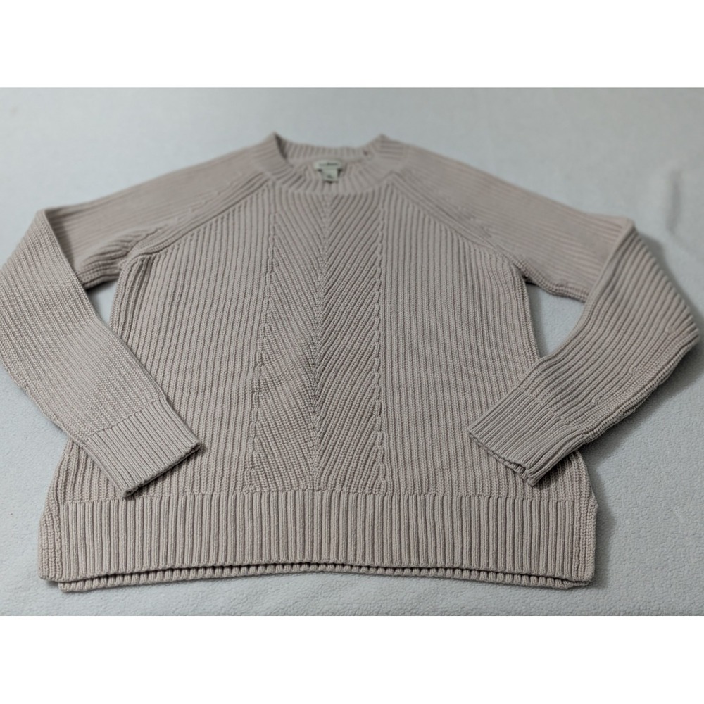 LL Bean Women's S Cable Knit Sweater Sz S Tan Beige Fisherman‎ Pullover